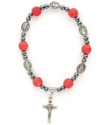 image:Image Náramek Benedikt, korálek červená růže