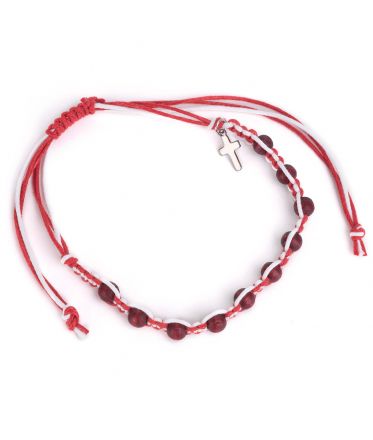 image:Image Růženec - náramek, drhaný, červený