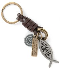 Přívěšek na klíče kůže, ryba Jesus image:Image Přívěšek na klíče kůže, ryba Jesus