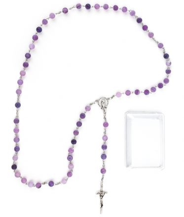 image:Image Růženec achát matně fialový v krabičce
