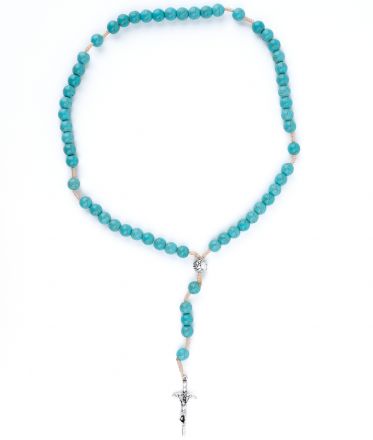 image:Image Růženec howlit tyrkysový, medailka růže, kříž papežský