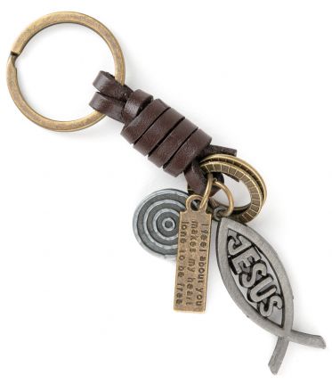 image:Image Přívěšek na klíče kůže, ryba Jesus