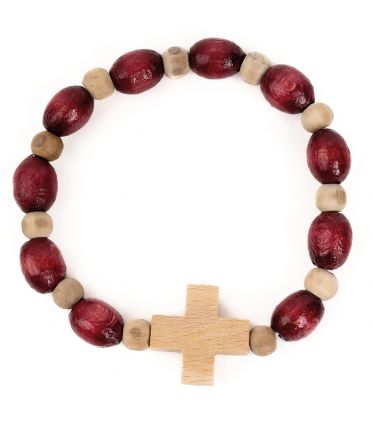 image:Image Náramek desátek, dřevo, světle vínový