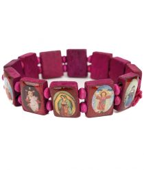 image:Image Náramek se svatými, dřevo, růžový