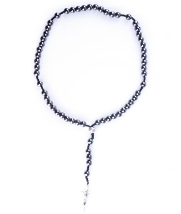 image:Image Růženec hematit, medailka růže + papežský křížek