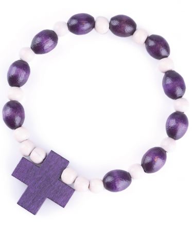 image:Image Náramek desátek dřevěný, fialovo-bílý