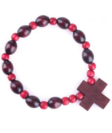 image:Image Náramek desátek dřevěný, bordó-červený