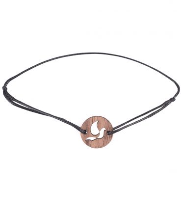 image:Image Náramek provázkový s dřevěnou medailkou s výřezem holubice