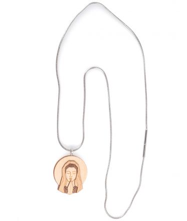 image:Image Dřevěná medailka Panna Maria + řetízek