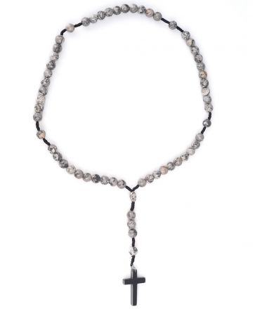 image:Image Růženec jaspis, medailka Panny Marie, křížek hematit
