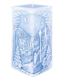 image:Image Svíce vánoční - zimní krajina modrá s diodou 7 x14 cm