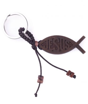 image:Image Přívěšek na klíče dřevěný, ryba Jesus