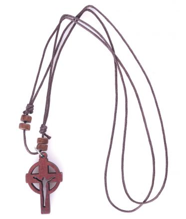 image:Image Přívěšek křížek keltský s výřezem, tmavé dřevo