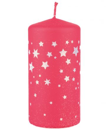 image:Image Svíce vánoční - zimní hvězdy, červená 5 x10 cm