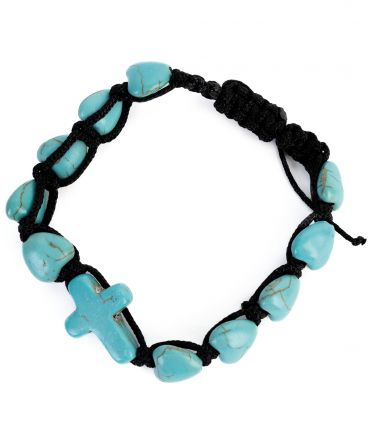 image:Image Náramek desátek, tyrkys, srdce, černá šňůrka