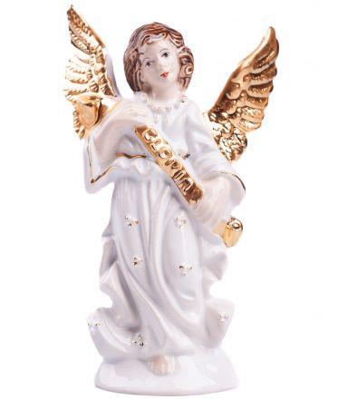 image:Image Anděl Gloria, 12 cm keramika, nápis zlatá glazura