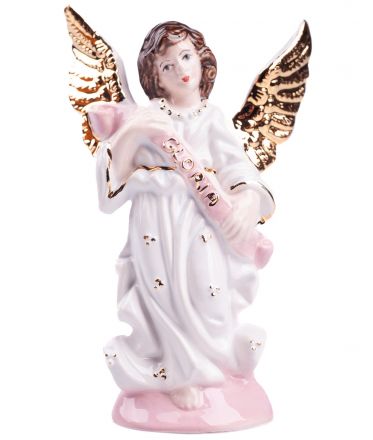 image:Image Anděl Gloria, 12 cm keramika, růžový nápis