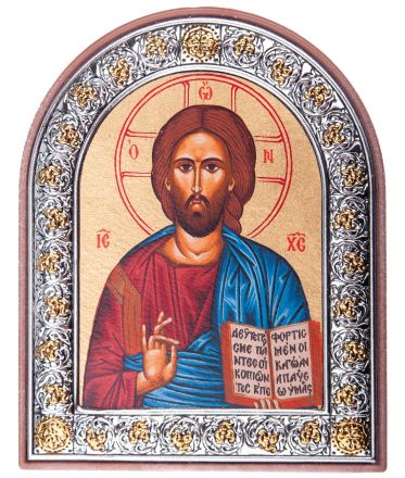 image:Image Ikona Pantokrator se stojánkem, stříbro, ovál, 10 x 8 cm