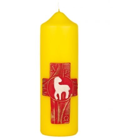 image:Image Svíce velikonoční - Beránek na kříži, žlutá 19 cm