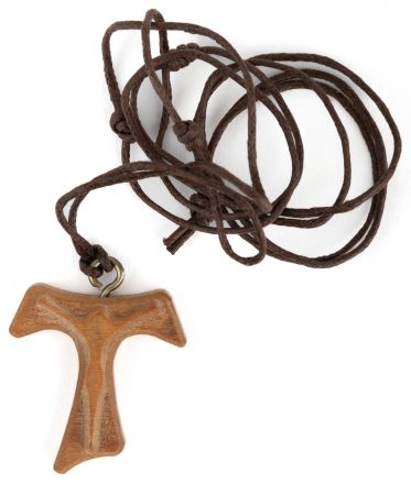 image:Image Křížek TAU z olivového dřeva se šňůrkou, světlý