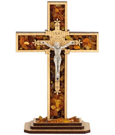 image:Image Kříž stojací, jantar, 13 cm
