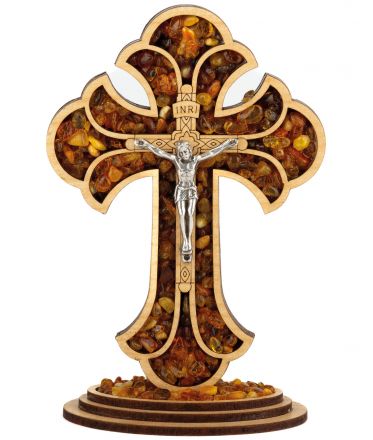 image:Image Kříž stojací ornamentový, jantar, 13 cm