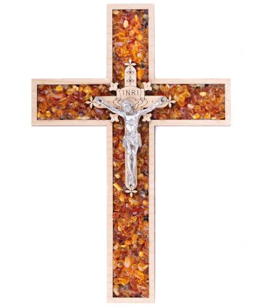 image:Image Kříž na zeď, jantar 20 cm