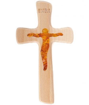 image:Image Kříž s výřezem, bezbarvý, jantar, 13 cm