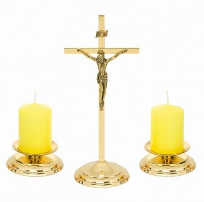 image:Image Souprava oltářní - kříž + svíce (mosaz)