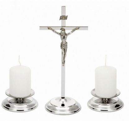 image:Image Souprava oltářní - kříž + svíce (nerez)