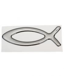 image:Image Samolepka rybička prostorová, stříbrná barva s černým lemováním  8,5 x 3 cm