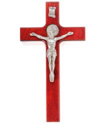 Kříž na zeď - višeň, medailka Benedikt, 22 cm image:Image Kříž na zeď - višeň, medailka Benedikt, 22 cm