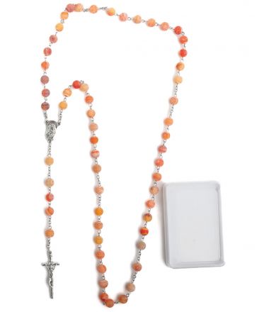 image:Image Růženec achát matně oranžový v krabičce