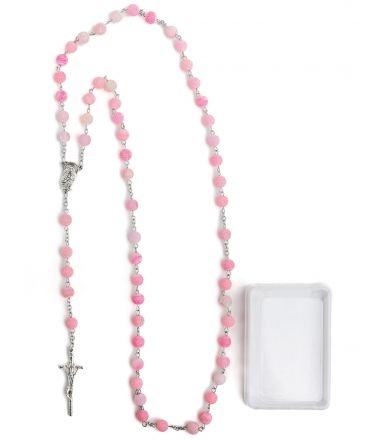 image:Image Růženec achát matně růžový v krabičce