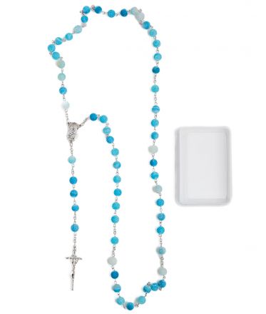 image:Image Růženec achát matně modrý v krabičce