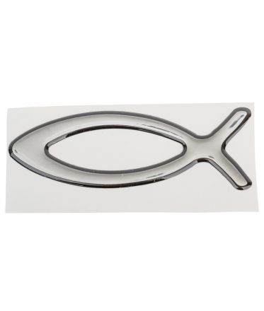 image:Image Samolepka rybička prostorová, stříbrná barva s černým lemováním  8,5 x 3 cm