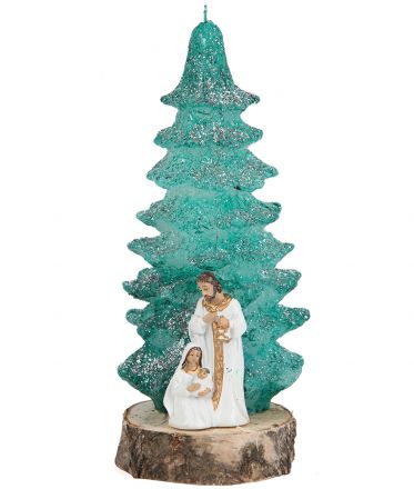 image:Image Svíce stromek se Svatou rodinou, dioda, zelený 23 cm