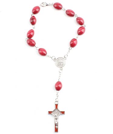 image:Image Růženec desátek s křížem sv. Benedikta, bordó