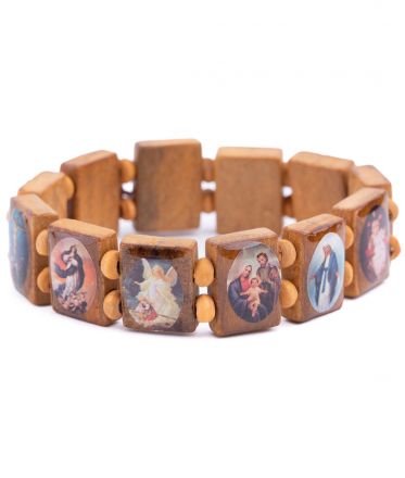 image:Image Náramek se svatými, dřevo, světle hnědý
