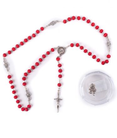 image:Image Růženec v krabičce, vůně růže, kříž papežský