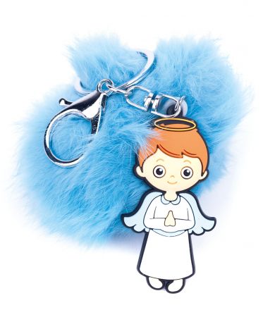 image:Image Přívěšek na klíče anděl s modrou kožešinou