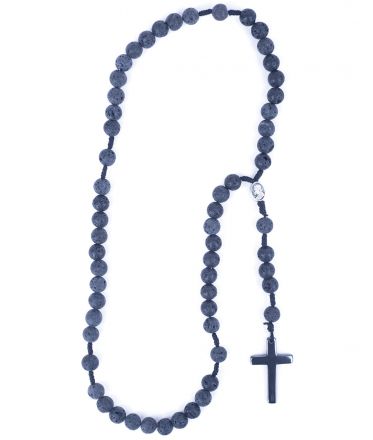 image:Image Růženec láva, šňůrka, medailka Panny Marie, kříž hematit