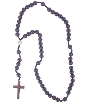 image:Image Růženec onyx, šňůrka, medailka sv. Benedikta, kříž hematit
