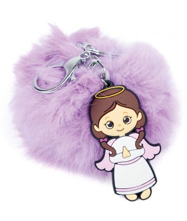 image:Image Přívěšek na klíče anděl s fialovou kožešinou