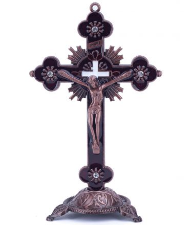 image:Image Kříž stojací kovový v krabičce, barva měď, 14 cm