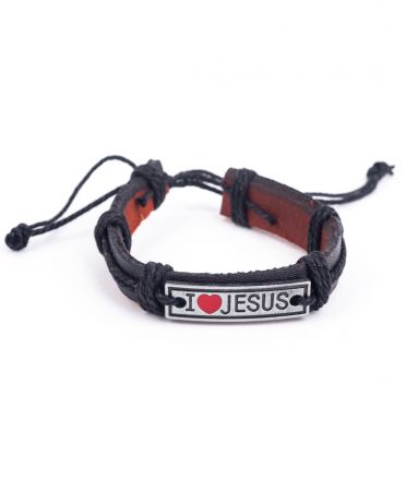 image:Image Náramek kožený - I love Jesus, černý
