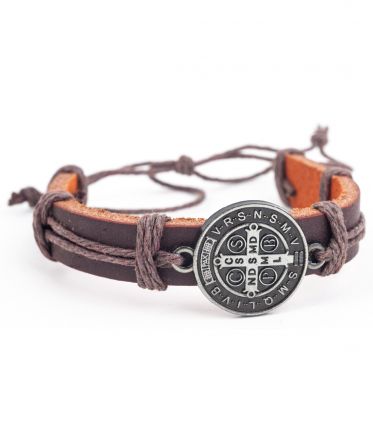 image:Image Náramek kožený - medailka Benedikt, hnědý