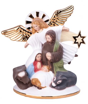 image:Image Betlém barevný, anděl s křídly zlatavé barvy, keramika 25 cm