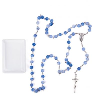 image:Image Růženec achát matně nebesky modrý v krabičce