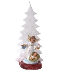 Svíce stromek s andělem B, bílý, 20 cm image:Image Svíce stromek s andělem B, bílý, 20 cm